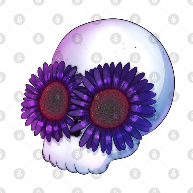 Skull with black flowers by 2dsandy