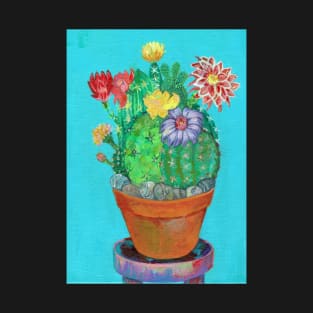 Flowers in a Vase, flowering Cactus T-Shirt