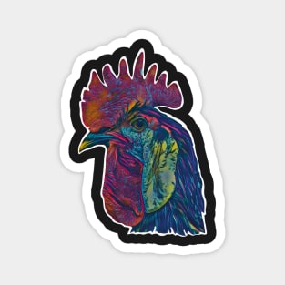 Rad Roosters Pattern | Graphic Design of a Rooster Photo and Illustrated Rooster Footprints| Magnet