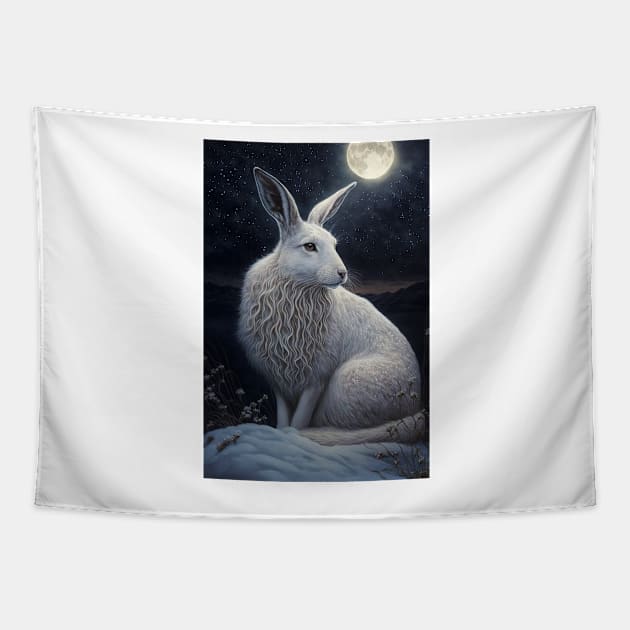 white hare 5 Tapestry by thewandswant