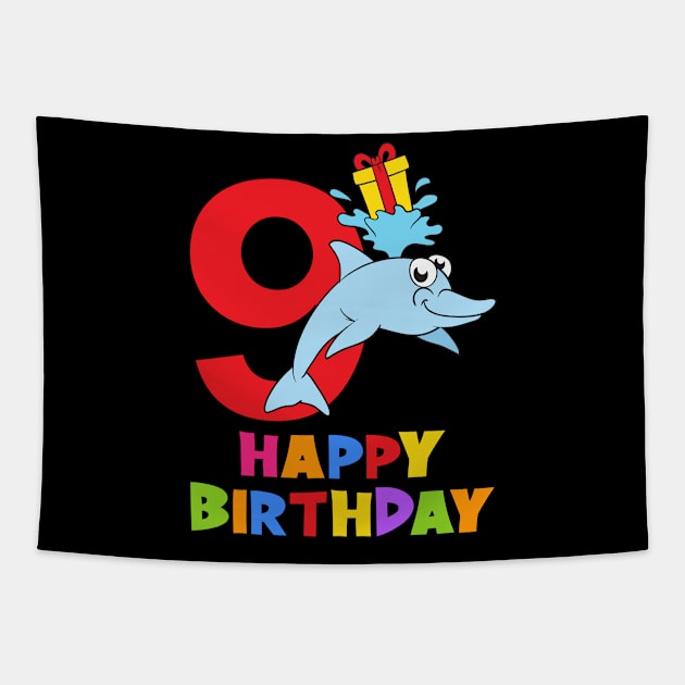 9th Birthday Party 9 Year Old Nine Years Tapestry by KidsBirthdayPartyShirts