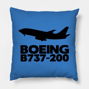 Boeing B737-200 Silhouette Print (Black) Pillow
