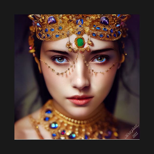 Beautiful Exotic Woman Adorned in Gold and Gems by JediNeil