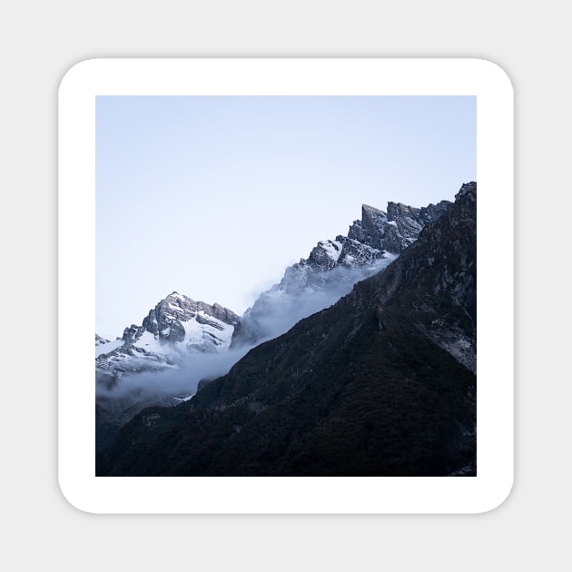 Moody Mountain Range in Blue Hour Magnet by Danny Wanders