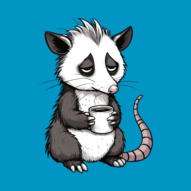 Tired possum with coffee by ArtisticBox