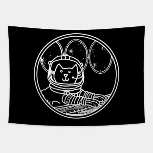 White Line Space Captain Yellow Cat In Control Tapestry