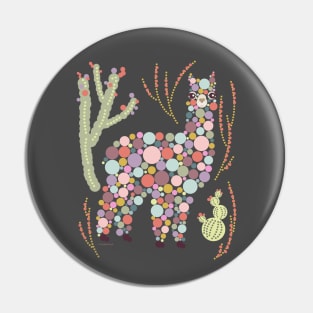 Pretty Alpaca Animal Dots Bubbles Circles Cactus Graphic Design Pin