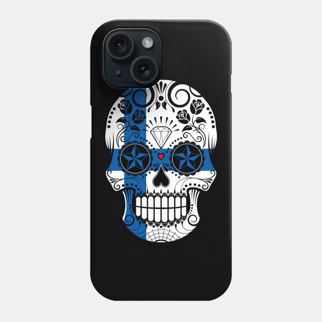 Finnish Flag Sugar Skull with Roses Phone Case by jeffbartels