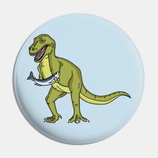 Funny T rex dinosaur illustration Pin