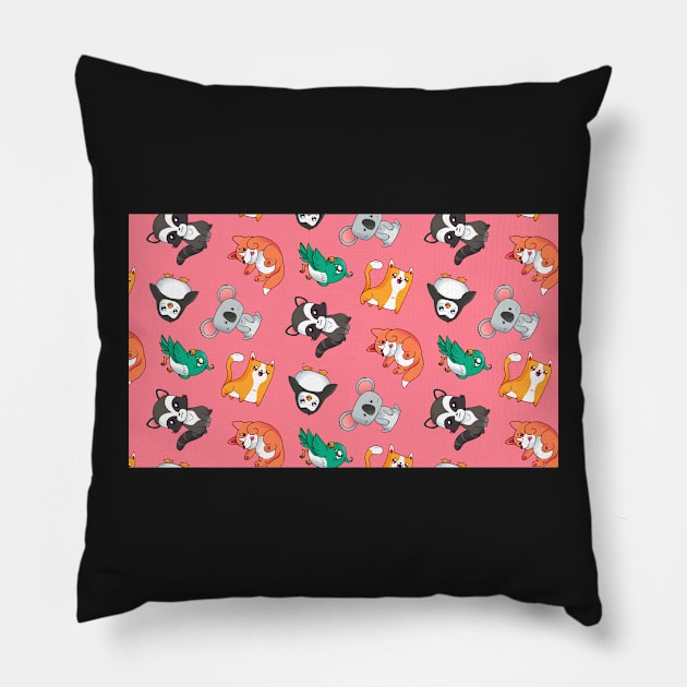 Cute Baby Animals Pink Penguin Fox Koala Animal Social Distancing FaceMask Teachers Pillow by gillys