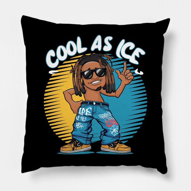 Cool As Ice (Black Cartoon) Pillow by Custom Prints HD