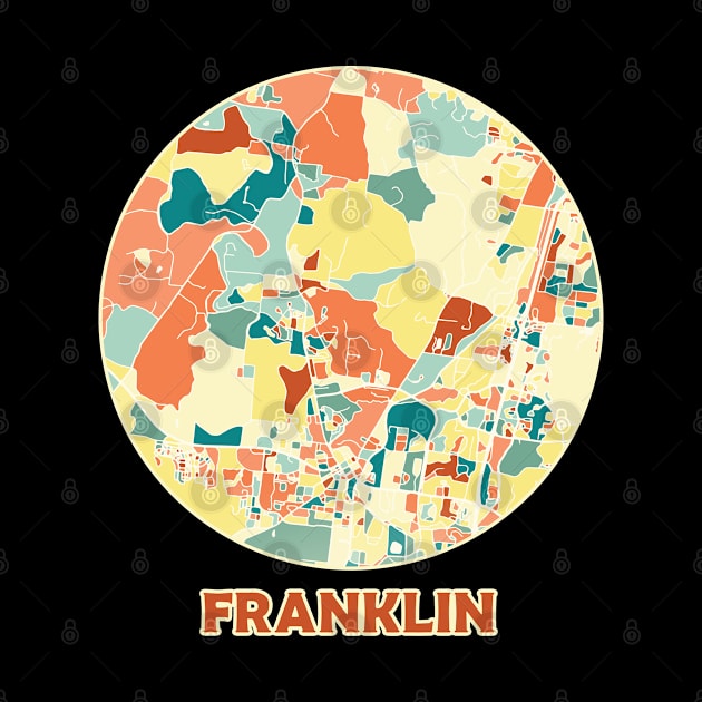 Franklin Tennessee map in mozaique colors by SerenityByAlex