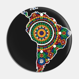 LATIN SOUTH AMERICA DECORATED MAP - linework Pin