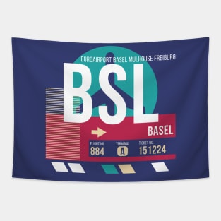 Basel, Switzerland (BSL) Airport Code Baggage Tag Tapestry