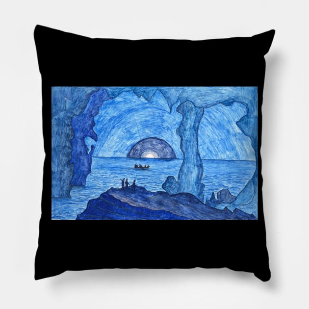 Blue Grotto, Capri, Italy 1880 Lawrence W. Ladd Pillow by rocketshipretro