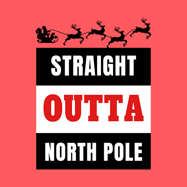 Straight Outta North Pole Santa Riding A Sled Silhouette Gift by klimentina