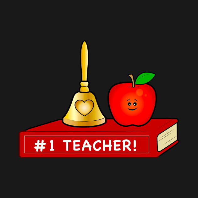 Teacher Appreciation Cute Apple and Bell with Book by PenguinCornerStore