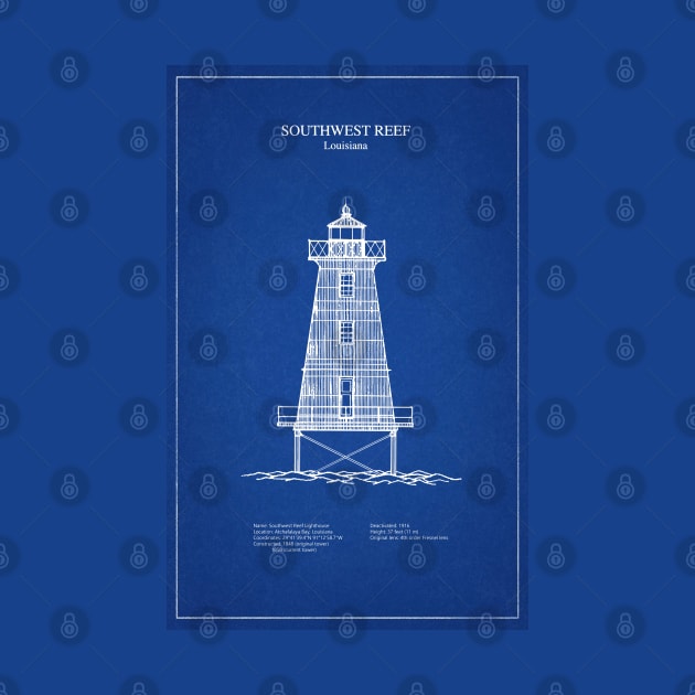 Southwest Reef Lighthouse - Louisiana - AD by SPJE Illustration Photography