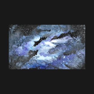 Watercolour galaxy landscape painting - astronomy inspired fine art T-Shirt