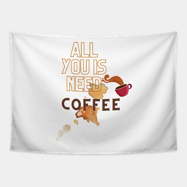 All You Is Need Coffee, 'coffee then cows' Tapestry by hasanclgn