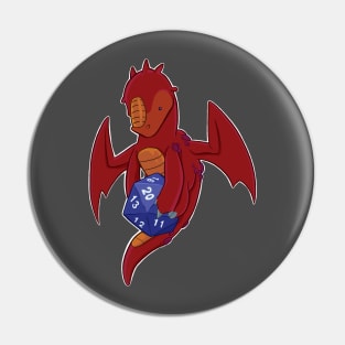 D20 Red Dragon Pin