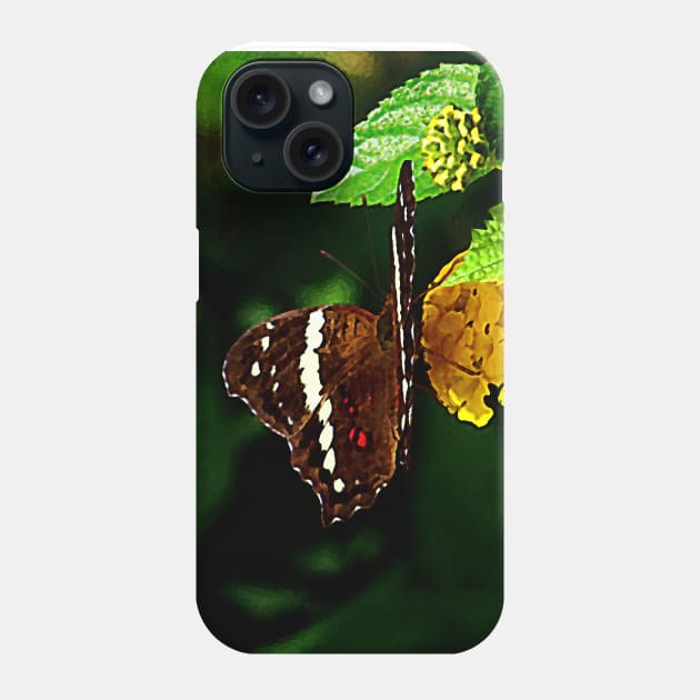 Butterflies - Black Butterfly on Yellow Lantana Phone Case by SusanSavad