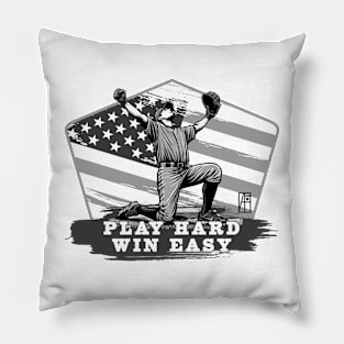 USA - American BASEBALL - Baseball: Play hard, win easy - bw Pillow