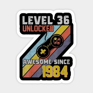 36th Birthday Level 36 Unlocked Born In 1984 Gift Magnet