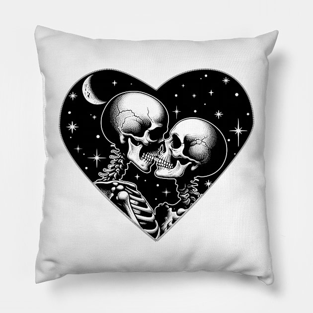 The Lovers Skeleton Lovers Valentine's Day Pillow by Hsieh Claretta Art