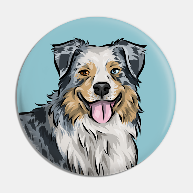 Australian Shepherd Dog Cartoon | Blue Merle | Aussie - Australian Shepherd - Pin | TeePublic Australian Shepherd Dog Cartoon | Blue Merle | Aussie - Australian Shepherd - Pin | TeePublic