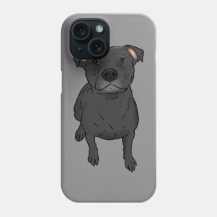 Black Pit Bull Drawing, Sitting Pittie Phone Case