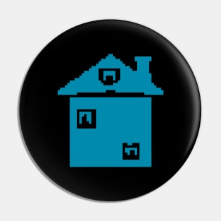 Blue House pixel art Pin