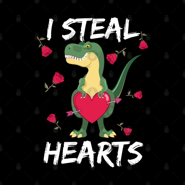 I Steal Hearts Valentines Day T-Rex by medrik