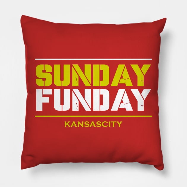 sunday funday kansas city chiefs Pillow by Dami BlackTint