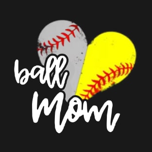 Ball Mom TShirts Funny Softball Baseball Heart Mothers Day T-Shirt