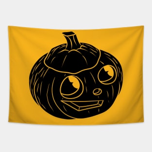 Cute Happy Halloween Jack O' Lantern Black Silhouette Tapestry