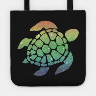 Pastel Rainbow Ombre Faux Glitter Turtle Tote