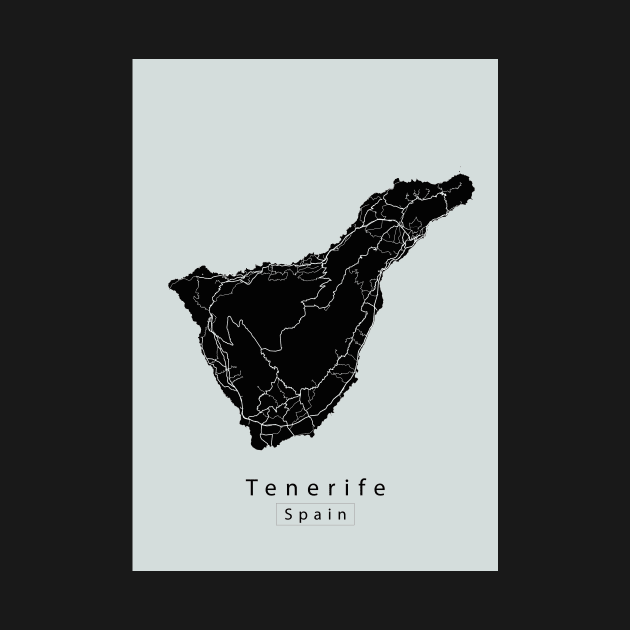 Tenerife Spain Island Map dark by Robin-Niemczyk