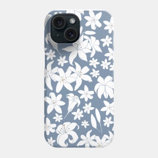 Lily Floral Pattern in Denim Phone Case