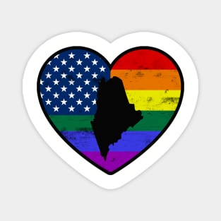 Maine United States Gay Pride Flag Heart Magnet