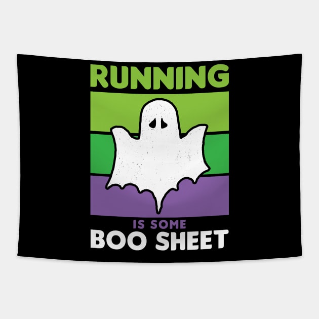 Funny Halloween Running is Boo Sheet Ghost Retro Tapestry by PodDesignShop