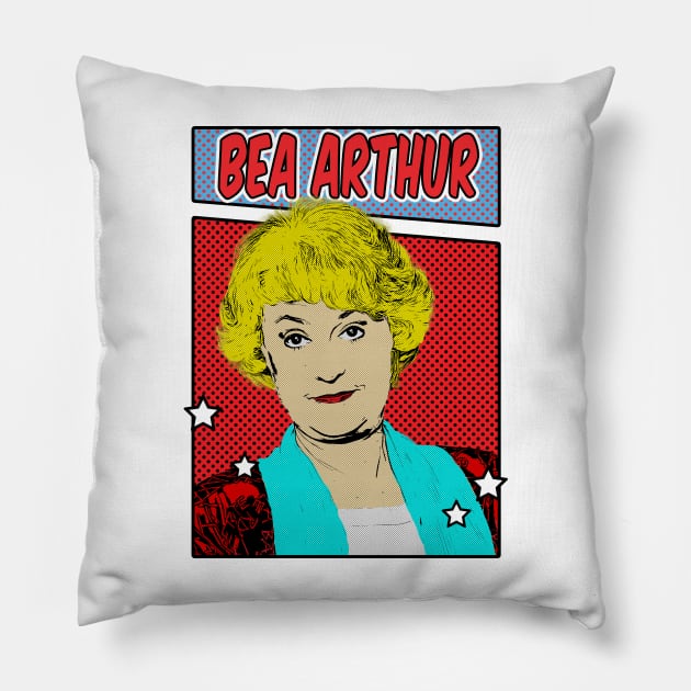 Bea Arthur Pop Art Comic Style Pillow by Flasher