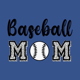 Baseball Mom black and white animal print T-Shirt