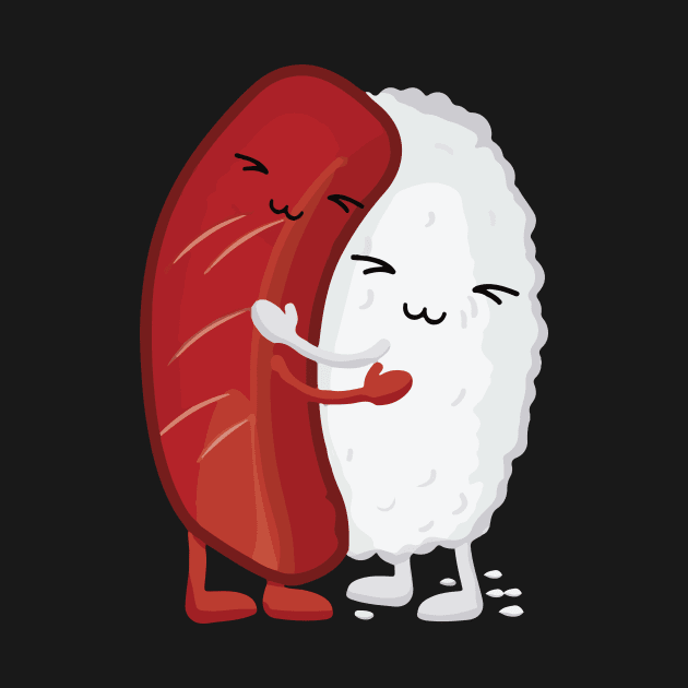 Sushi hug cute kawaii illustrative graphic by franzaled