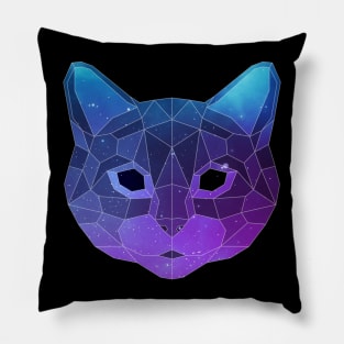 Galaxy Cat Geometric Animal Pillow