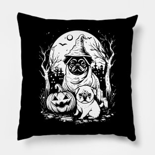 Pug dog Funny Love Horror Halloween Pillow