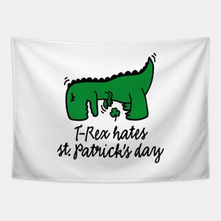 T-Rex hates St. Patrick's day picking clover funny Tapestry