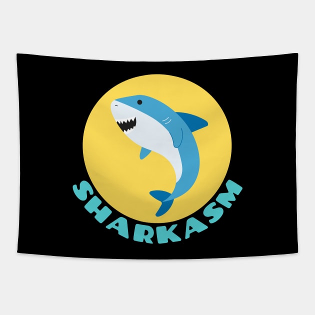 Sharkasm | Shark Pun Tapestry by Allthingspunny