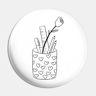 Rose & Pencil Cup Pin