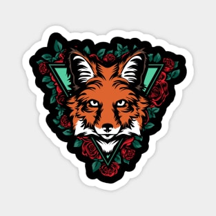 Fox | Fox in rose background Magnet